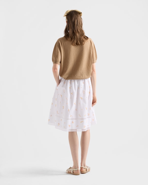 Embroidered poplin skirt - White Embroidered poplin skirt - White