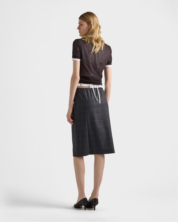 Checked wool midi-skirt - Anthracite Gray Checked wool midi-skirt - Anthracite Gray