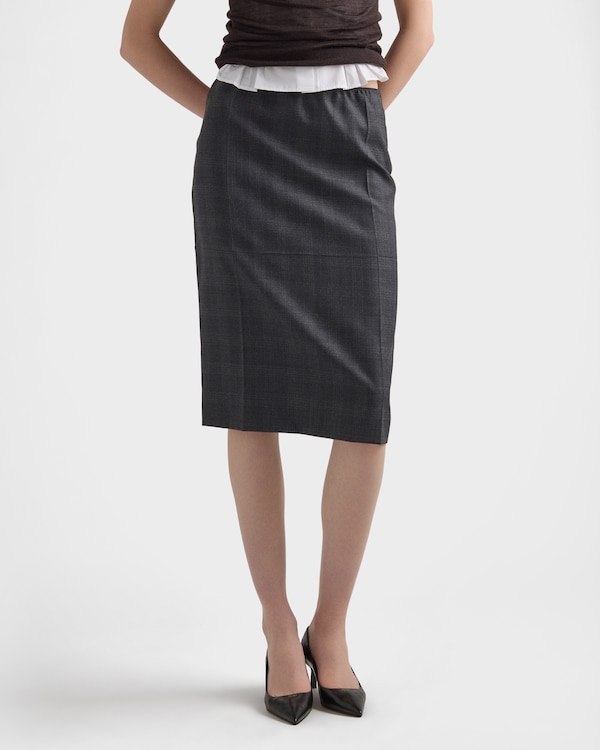 Checked wool midi-skirt - Anthracite Gray Checked wool midi-skirt - Anthracite Gray