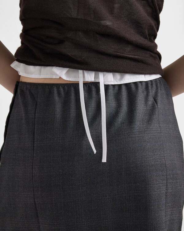 Checked wool midi-skirt - Anthracite Gray Checked wool midi-skirt - Anthracite Gray