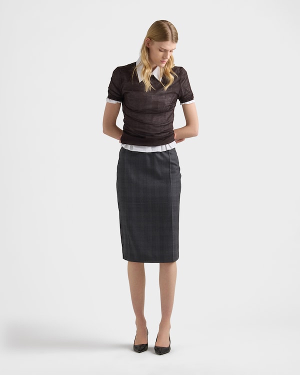 Checked wool midi-skirt - Anthracite Gray Checked wool midi-skirt - Anthracite Gray