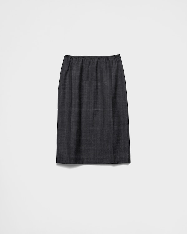 Checked wool midi-skirt - Anthracite Gray Checked wool midi-skirt - Anthracite Gray