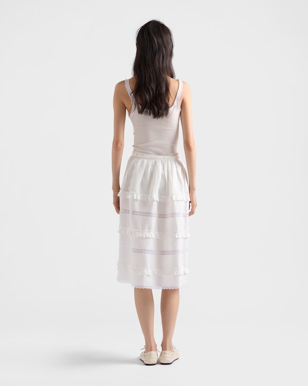 Embroidered linen skirt - White Embroidered linen skirt - White