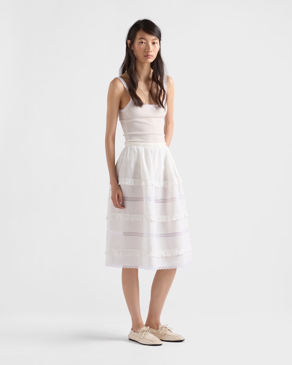 Embroidered linen skirt - White Embroidered linen skirt - White