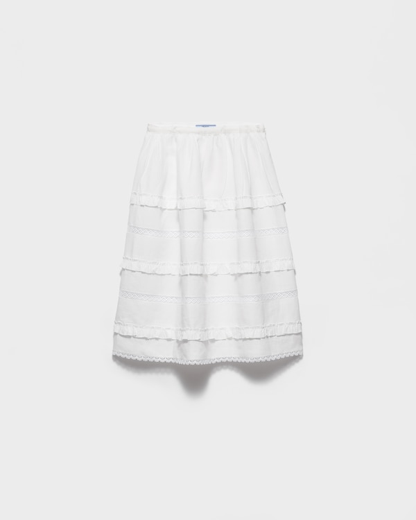 Embroidered linen skirt - White Embroidered linen skirt - White