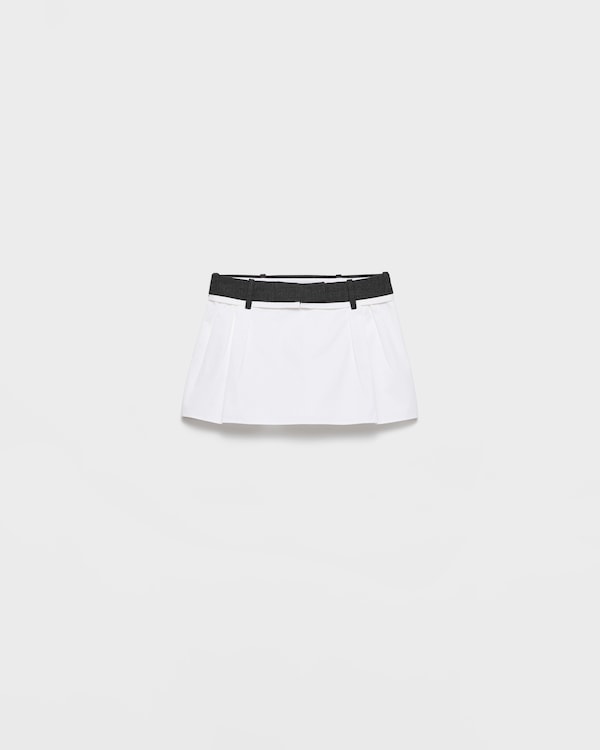 Poplin and rush stitch miniskirt - White Poplin and rush stitch miniskirt - White