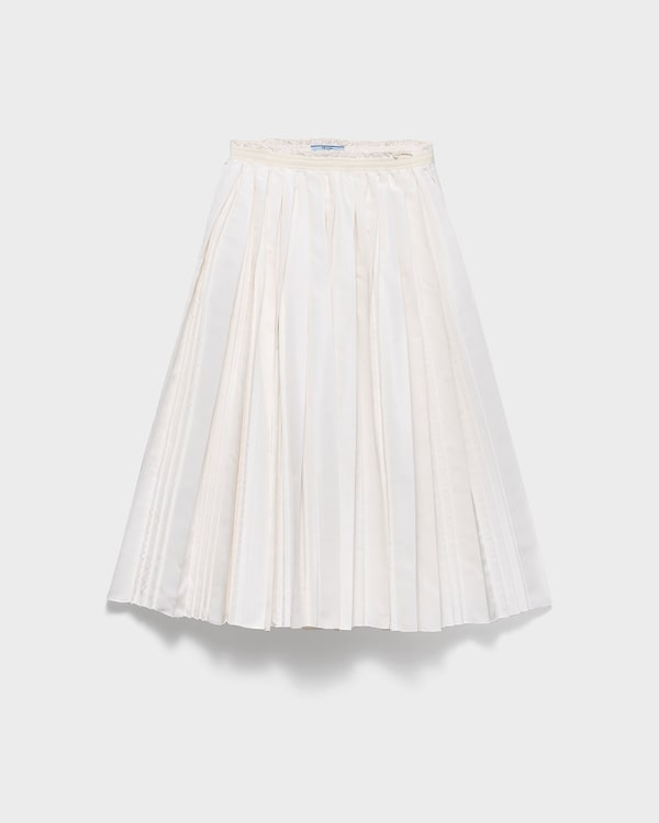 Pleated silk faille skirt - White Pleated silk faille skirt - White