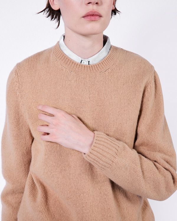 Wool and cashmere crew-neck sweater - Camel Brown Wool and cashmere crew-neck sweater - Camel Brown