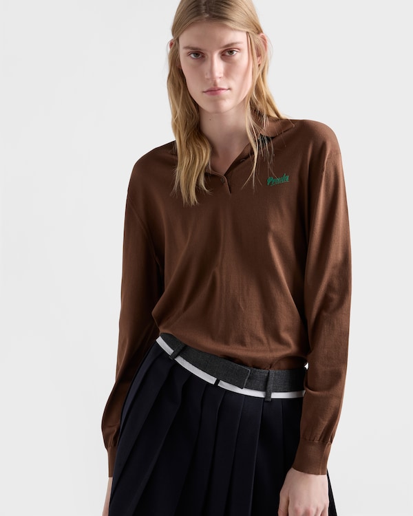 Silk polo shirt - Tobacco/Meadow Silk polo shirt - Tobacco/Meadow