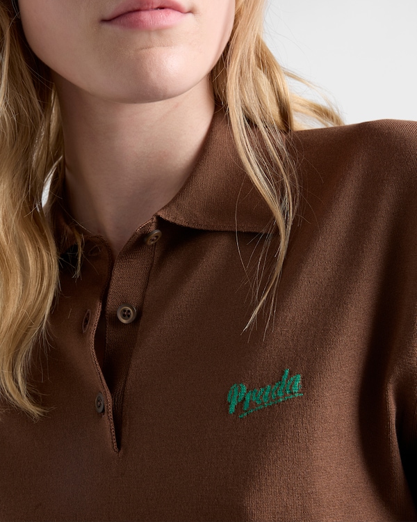 Silk polo shirt - Tobacco/Meadow Silk polo shirt - Tobacco/Meadow