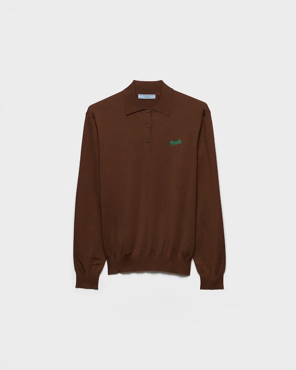 Silk polo shirt - Tobacco/Meadow Silk polo shirt - Tobacco/Meadow