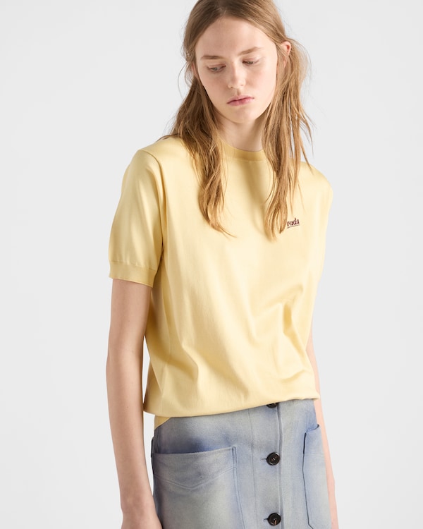 Silk crew-neck sweater - Cream/Amaranth Silk crew-neck sweater - Cream/Amaranth