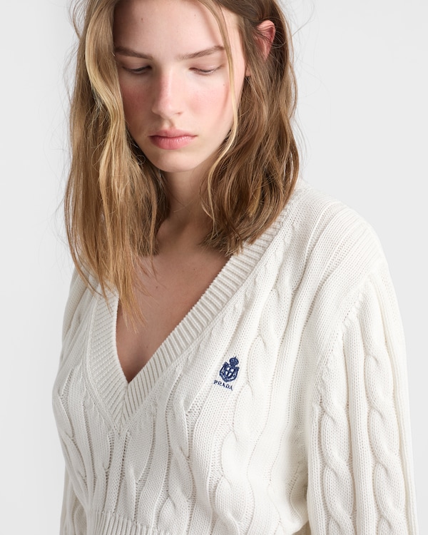 V-neck cotton sweater - White V-neck cotton sweater - White