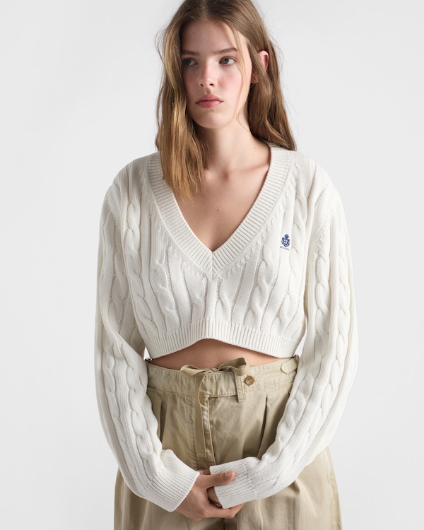 V-neck cotton sweater - White V-neck cotton sweater - White