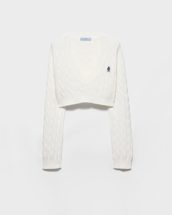 V-neck cotton sweater - White V-neck cotton sweater - White