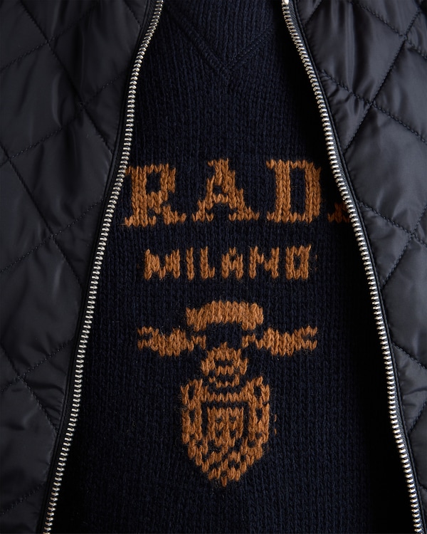 Wool and cashmere crew-neck sweater - Blue/Tobacco Wool and cashmere crew-neck sweater - Blue/Tobacco