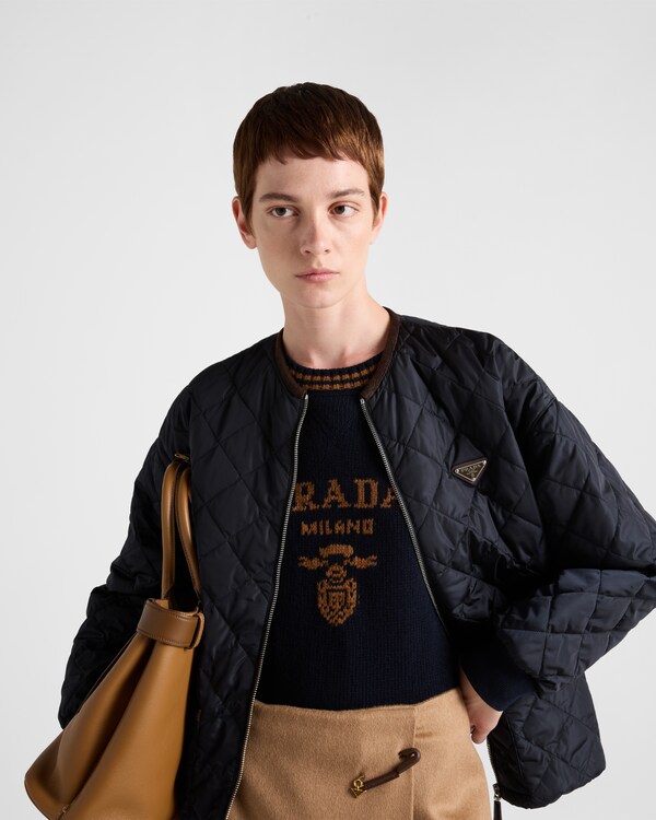 Wool and cashmere crew-neck sweater - Blue/Tobacco Wool and cashmere crew-neck sweater - Blue/Tobacco