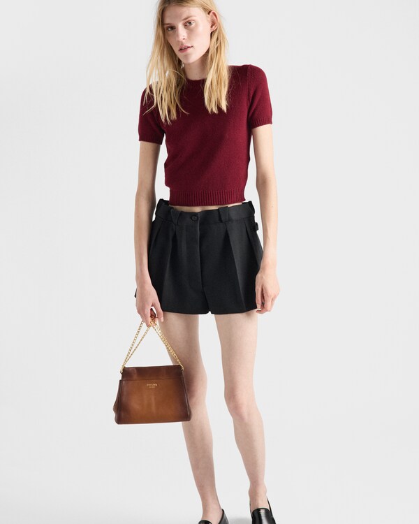 Short-sleeved cashmere sweater - Amaranth Red Short-sleeved cashmere sweater - Amaranth Red