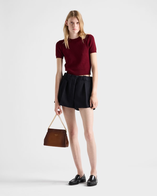 Short-sleeved cashmere sweater - Amaranth Red Short-sleeved cashmere sweater - Amaranth Red