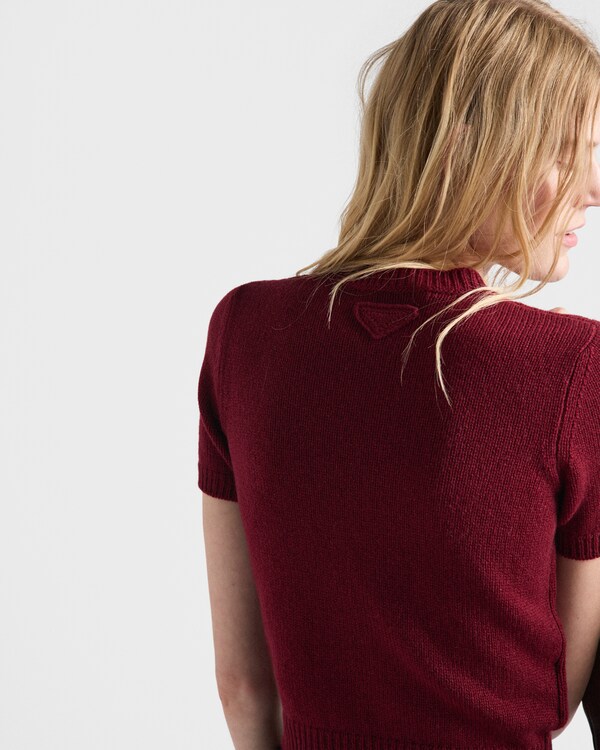 Short-sleeved cashmere sweater - Amaranth Red Short-sleeved cashmere sweater - Amaranth Red