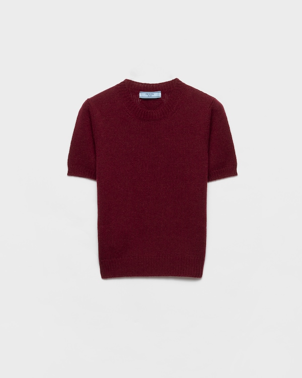 Short-sleeved cashmere sweater - Amaranth Red Short-sleeved cashmere sweater - Amaranth Red