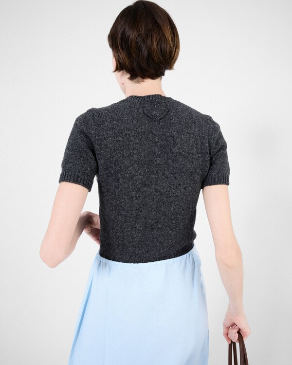 Short-sleeved cashmere sweater - Slate Gray Short-sleeved cashmere sweater - Slate Gray