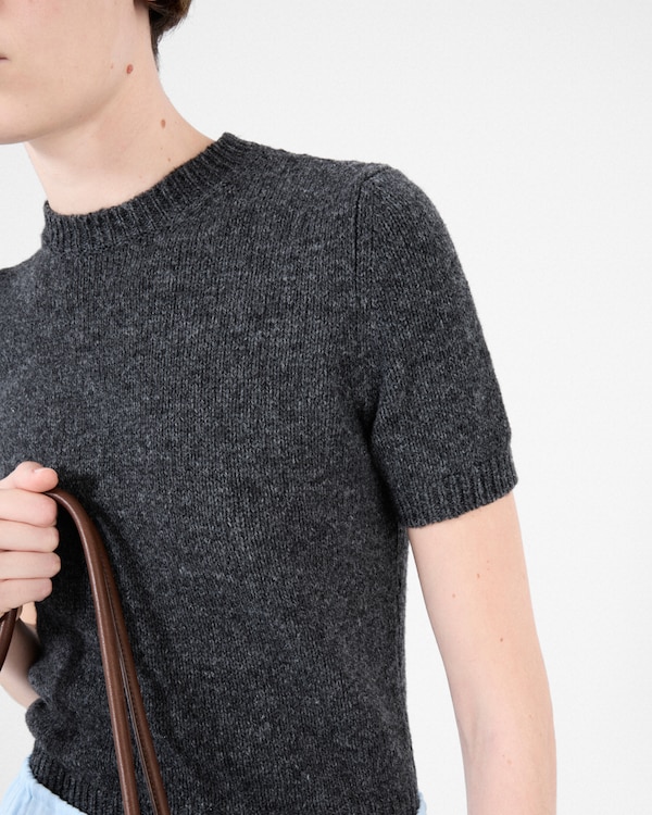 Short-sleeved cashmere sweater - Slate Gray Short-sleeved cashmere sweater - Slate Gray