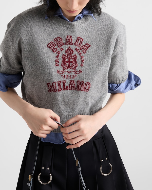 Wool and cashmere intarsia sweater - Amaranth/Grey Wool and cashmere intarsia sweater - Amaranth/Grey