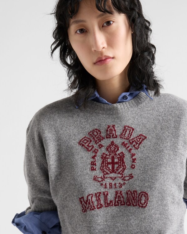 Wool and cashmere intarsia sweater - Amaranth/Grey Wool and cashmere intarsia sweater - Amaranth/Grey