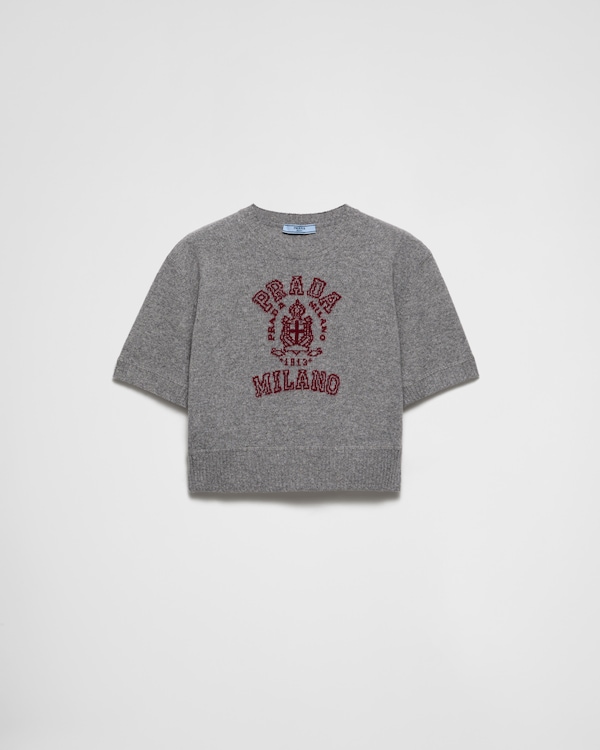 Wool and cashmere intarsia sweater - Amaranth/Grey Wool and cashmere intarsia sweater - Amaranth/Grey