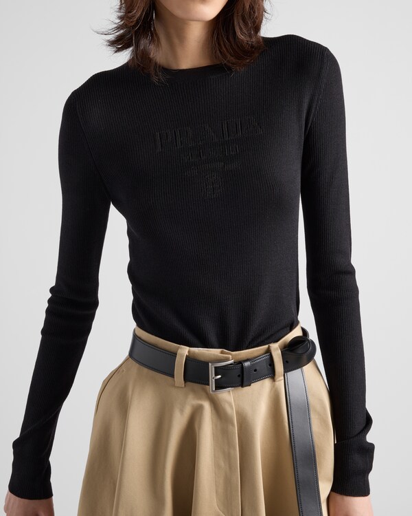 Superfine wool crew-neck sweater - Black Superfine wool crew-neck sweater - Black
