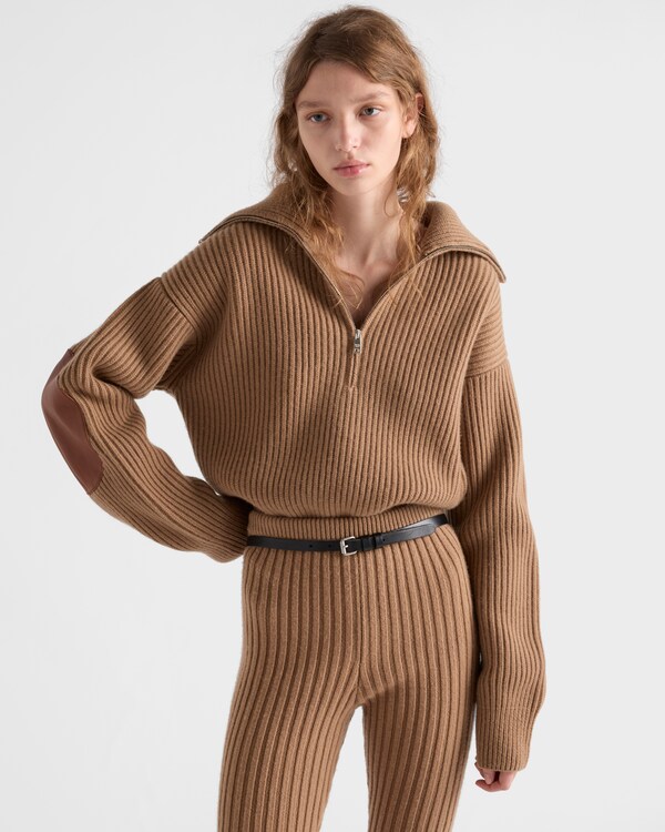 Ribbed knit cashmere sweater - Camel Brown Ribbed knit cashmere sweater - Camel Brown
