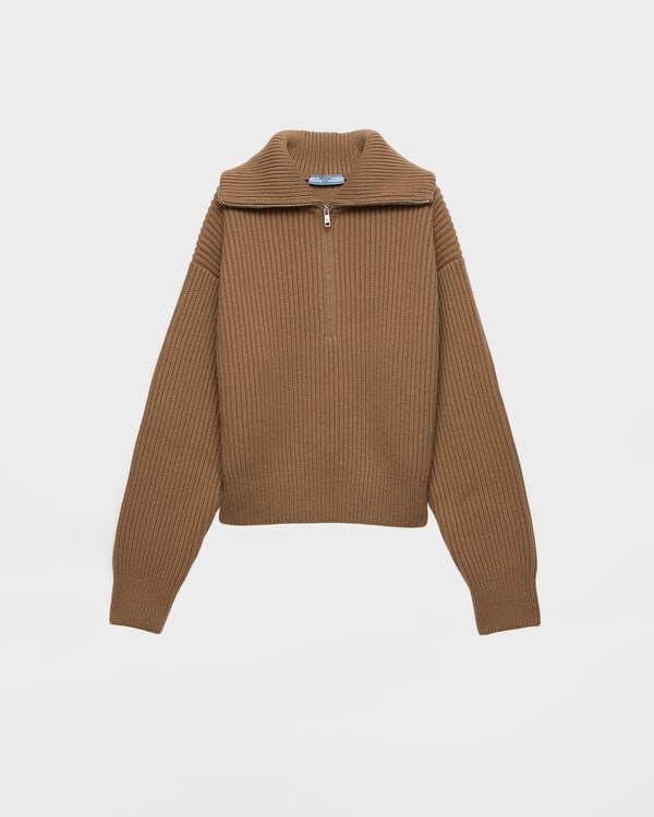 Ribbed knit cashmere sweater - Camel Brown Ribbed knit cashmere sweater - Camel Brown