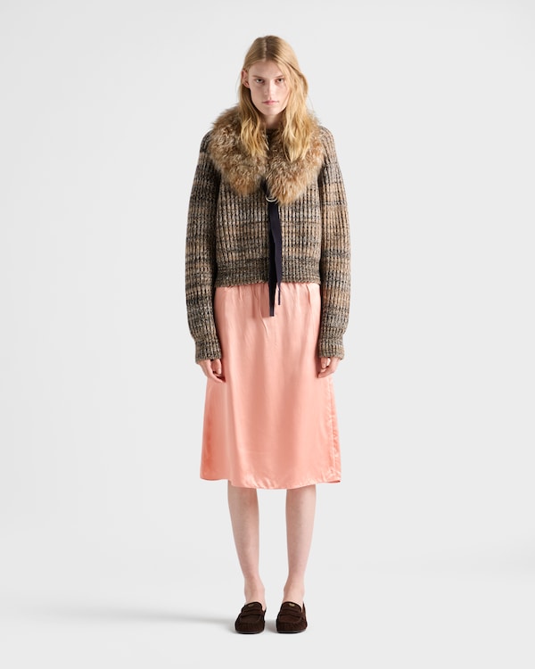 Wool and cashmere crew-neck sweater - Camel/Black Wool and cashmere crew-neck sweater - Camel/Black