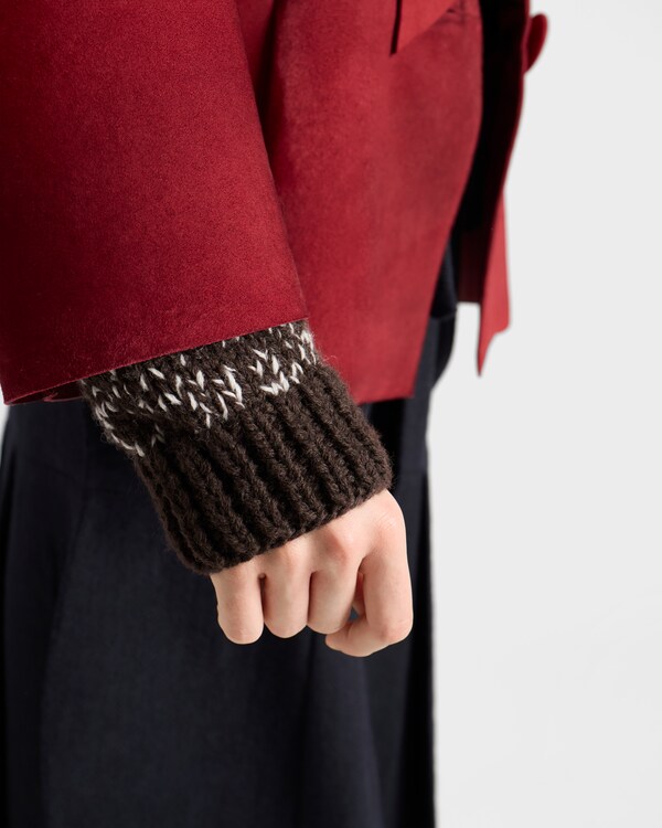 Wool crew-neck sweater with pendants - Dark Brown/Tan Wool crew-neck sweater with pendants - Dark Brown/Tan