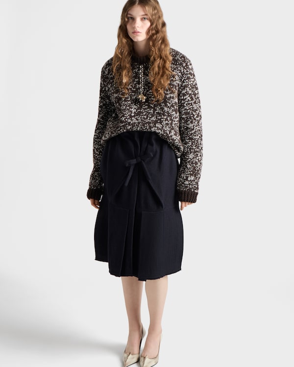 Wool crew-neck sweater with pendants - Dark Brown/Tan Wool crew-neck sweater with pendants - Dark Brown/Tan