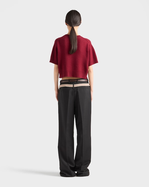 Wool and cashmere crew-neck sweater - Amaranth Red Wool and cashmere crew-neck sweater - Amaranth Red