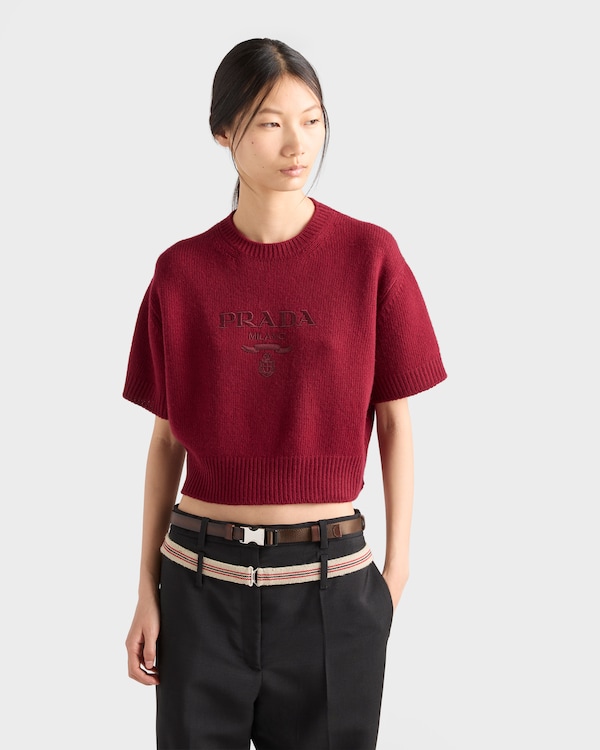 Wool and cashmere crew-neck sweater - Amaranth Red Wool and cashmere crew-neck sweater - Amaranth Red