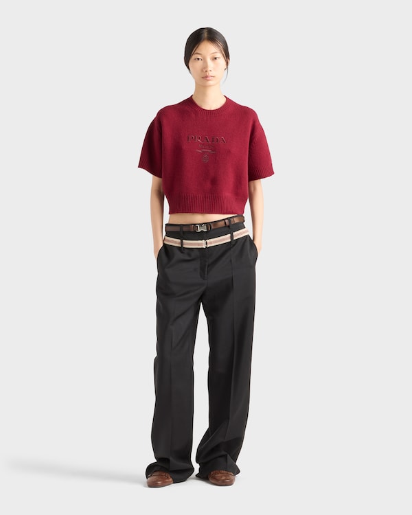 Wool and cashmere crew-neck sweater - Amaranth Red Wool and cashmere crew-neck sweater - Amaranth Red