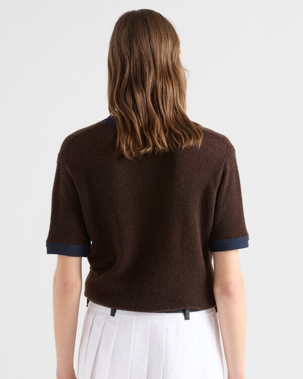 Cashmere crew-neck sweater - Dark Brown/Blue Cashmere crew-neck sweater - Dark Brown/Blue
