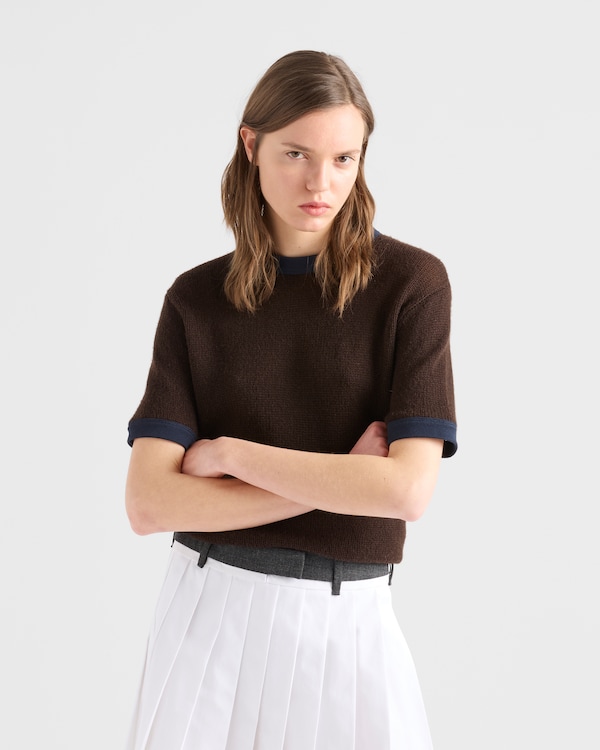 Cashmere crew-neck sweater - Dark Brown/Blue Cashmere crew-neck sweater - Dark Brown/Blue