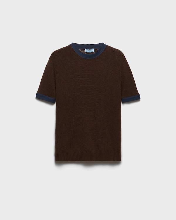 Cashmere crew-neck sweater - Dark Brown/Blue Cashmere crew-neck sweater - Dark Brown/Blue