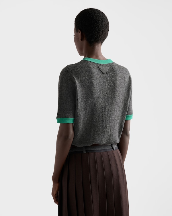 Cashmere crew-neck sweater - Slate/Green Cashmere crew-neck sweater - Slate/Green