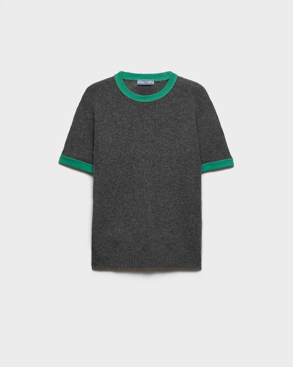 Cashmere crew-neck sweater - Slate/Green Cashmere crew-neck sweater - Slate/Green
