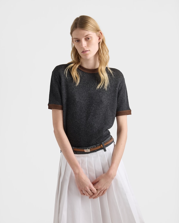 Cashmere crew-neck sweater - Anthracite Gray/Tobacco Cashmere crew-neck sweater - Anthracite Gray/Tobacco