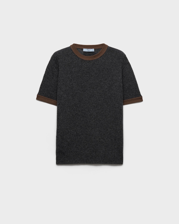 Cashmere crew-neck sweater - Anthracite Gray/Tobacco Cashmere crew-neck sweater - Anthracite Gray/Tobacco
