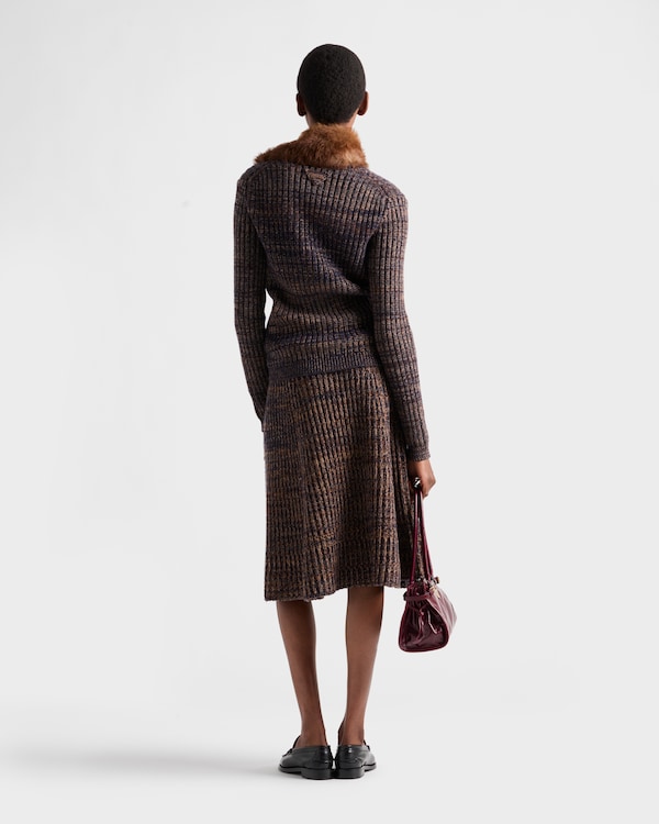 Mouliné wool cardigan - Navy Blue/Rust Mouliné wool cardigan - Navy Blue/Rust