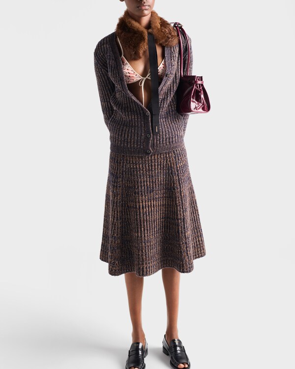 Mouliné wool cardigan - Navy Blue/Rust Mouliné wool cardigan - Navy Blue/Rust