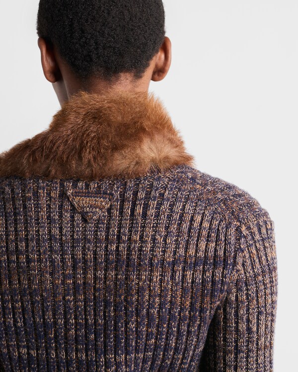 Mouliné wool cardigan - Navy Blue/Rust Mouliné wool cardigan - Navy Blue/Rust