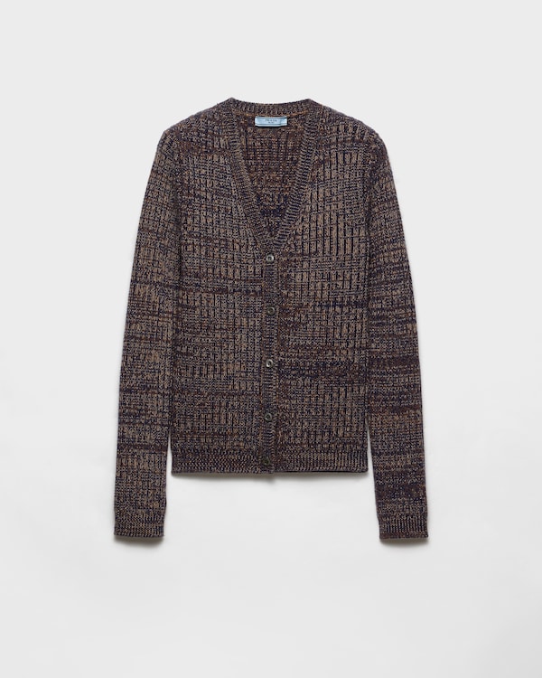 Mouliné wool cardigan - Navy Blue/Rust Mouliné wool cardigan - Navy Blue/Rust